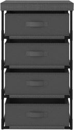 4-Tier Grey Steel Storage Rack w/Fabric Baskets 15"x17.7"x31.5" for Living/Bed/Bath Pantry