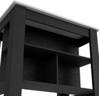 Kitchen Island Dozza with Three Shelves Black and Ibiza Marble Finish | Three storage shelves with varying dimensions for organized kitchen storage