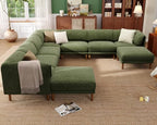 Cloud Sectional Couches for Living Room,Modular Sectional Sofa,Green | Extra Deep 9 Seater,Oversized Couches With 2 Ottoman,Solid Wood Leg,Large Sofa for Big Space,Office,Apartmen