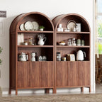 Ieejdn 71.34" Tall Arched Kitchen Pantry,Modern Fluted Wood Storage Cabinet with Doors,Adjustable Shelves,Organizer, Versatile Cupboard for Kitchen,Living Room,Dining Room,Bathroom,Walnut