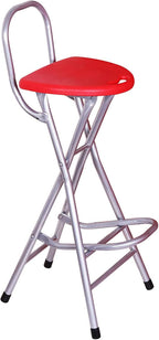Folding Stools for Adults Portable, 28 inch Collapsible Stool Heavy Duty, Indoor Tall Bar stools with Handle, Plastic Counter Barstool Chair for Kitchen Outdoor Travel (Red A, H72xW31cm(28x12inch))