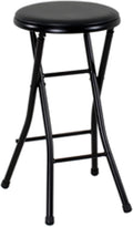 24" Vinyl Padded Folding Stool, Black