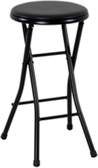 24" Vinyl Padded Folding Stool, Black