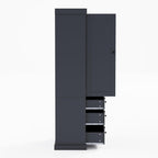 Ball & Cast 77" Freestanding Kitchen Pantry with 3 Drawers and Adjustable Shelves,Tall Cupboard Storage Cabinet with 8 Door Shelves, for Kitchen,Dining Room,Living Room,Apartment,Gray