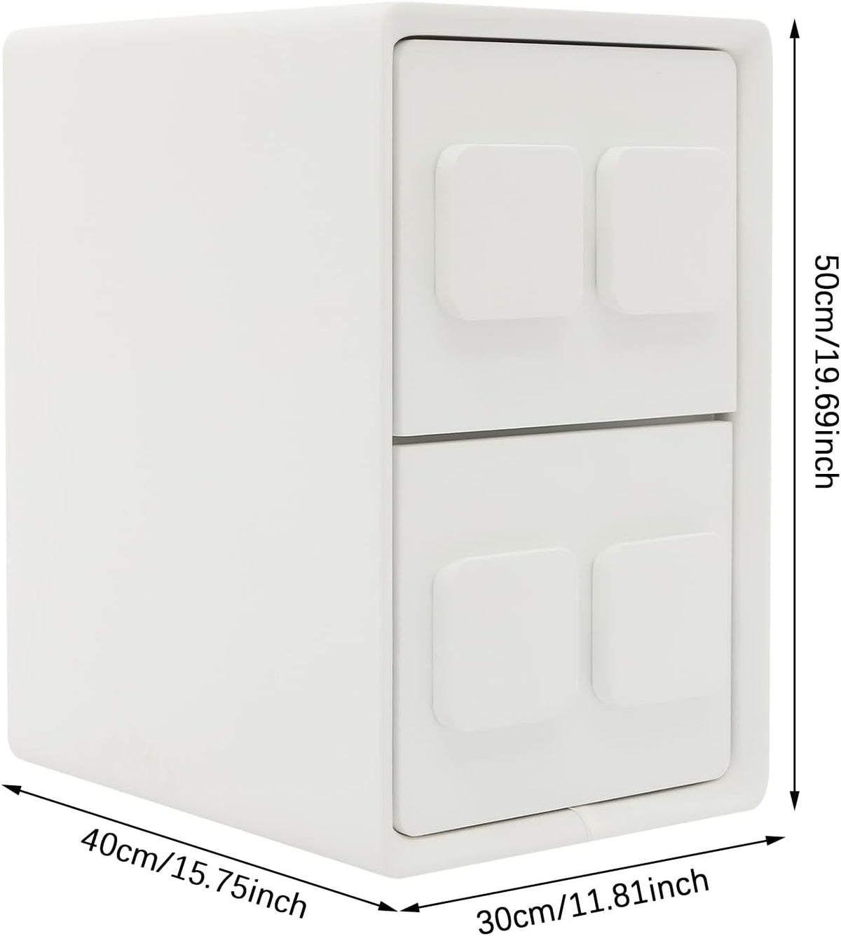 Modern Minimalist End Table, with 2 Drawers Bedside Table, Bedside Nightstand for Bedroom, Living Room, Office, 15.75x11.81x19.69 Inches (White)
