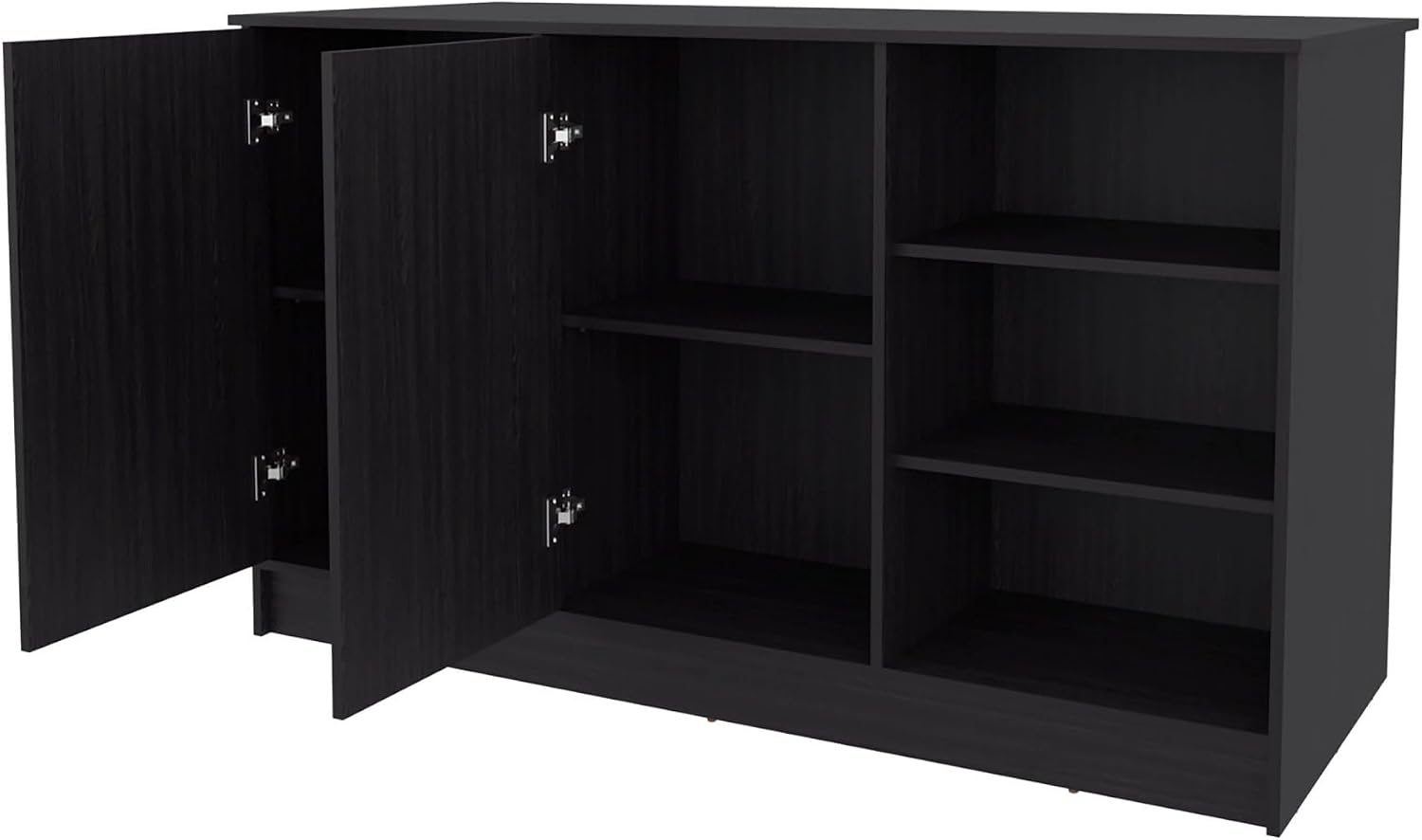 Wengue Kitchen Island with 2-Door and Open Storage | Six-shelf design with open storage for access and organized organization