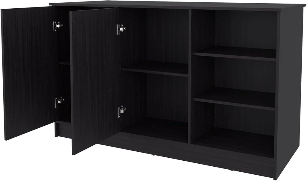 Wengue Kitchen Island with 2-Door and Open Storage | Six-shelf design with open storage for access and organized organization