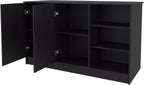 Wengue Kitchen Island with 2-Door and Open Storage | Six-shelf design with open storage for access and organized organization