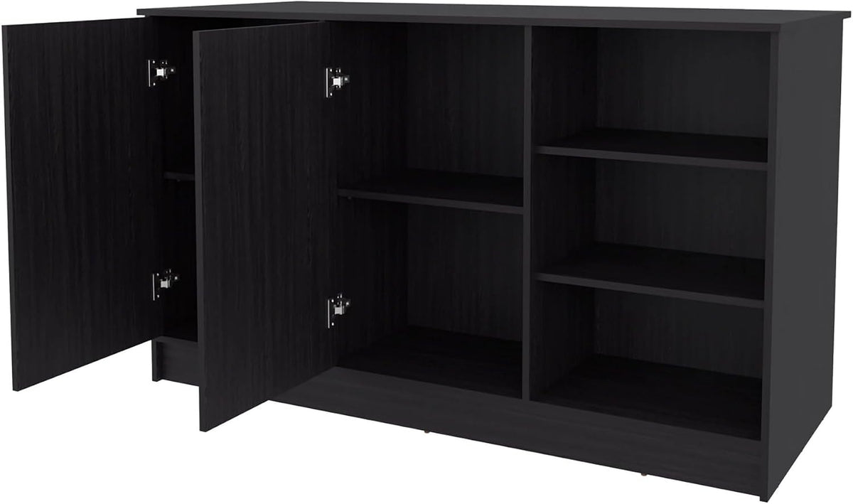 Wengue Kitchen Island with 2-Door and Open Storage | Six-shelf design with open storage for access and organized organization