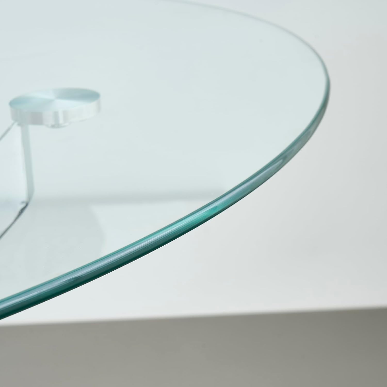 Modern Dining Room Table for 4 People, 36" Round Dining Table with Silver Chrome Metal X-Base, Circle Tempered Glass Dining Room Tables, Small Dining Table Kitchen Tables Dinner Tables