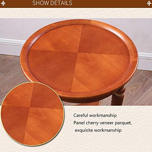 Telephone Table, End Table European Sofa Side Table,Solid Wood Coffee Table,Round Small Telephone Table for Home -515171cm(Color:Light Brown,Size:20.1720.1727.95in)
