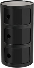 Round Nightstand with 3 Drawers, Modern Style Side Table, Multifunctional End Table Storage Cabinet for Living Room, Bedroom, Bathroom (Black)