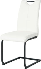 Henf Modern Dining Chairs Set of 2,Dining Room Chair Side Chairs with PU Leather Seat Black Metal Legs,Comfortable Dining Kitchen Chairs for Dining Room Living Room,White Armless Dining Chairs for 2