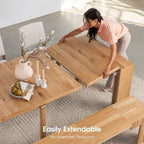 Transformer Table Solid Wood Extendable Dining Table, Natural | Seats 2-12, Expandable Dining Room Table, Space-Saving Furniture, Kitchen and Dining Room Furniture, Table + Bench