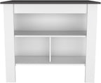 Kitchen Island with Four Legs and Three Shelves - White/Onyx | Three-tiered design with four legs and modern white/onyx finish