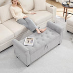 49" End of Bed Storage Bench for Bedroom, Upholstered Storage Ottoman | Easy Assembly with Instructions, Pet Friendly, Polyester Fabric Ottoman Bench for Bedroom, Living Room, Window, Entryway