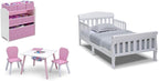 Delta Children 4-Piece Toddler Playroom Set, Pink/White & Canton Toddler Bed, White