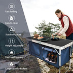 CampLand Outdoor Folding Table Aluminum Lightweight Height Adjustable with Storage Organizer for BBQ, Party, Camping
