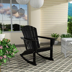 Costaelm Outdoor Adirondack Chair, All Weather Resistant Lawn Chairs Balcony Chair and Fire Pit Chairs, Deck Chairs Outdoor Porch Rocking Chair High Back HDPE Poly Lumber, Black