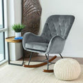 Upholstered Rocker, Mid Century Modern Gliding Accent Chair with Soft Foam Seat for Bedroom Balcony, Comfy Armchair, Dark Grey