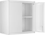 IRONFFICE Wall Cabinet,Metal Wall Cabinet for Garage with Lock,Metal Locking Storage Cabinet with Adjustable Shelf for Kitchen,Home Office,White