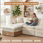 WorthFurni Modular Sectional Sofa with Storage Ottomans,103" L-Shaped Cloud Couch,Comfy Modern Couches with Pillows & Upholstered Deep Seat Cushion for Apartment Living Room Bedroom（Beige）