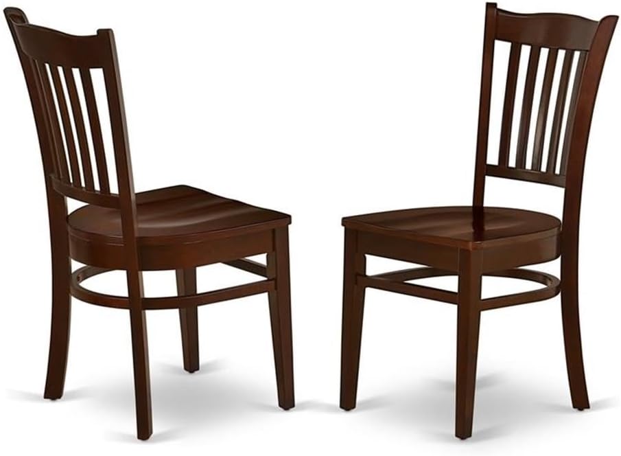 East West Furniture GRC-MAH-W Groton Dining Room Chairs - Slat Back Wood Seat Chairs, Set of 2, Mahogany