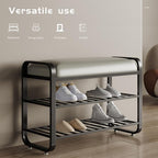 shoe bench,entryway bench with shoe storage,modern shoe rack bench with cushion upholstered padded seat 3 Tier metal shoe storage bench for entryway, hallway,front door (31.5*12.5*20.4, black)