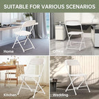 100 PCS Plastic Folding Chair, Portable Commercial Chair, Heavy-Duty Plastic Folding Chairs, Folding Chair with 350 LB Capacity for Wedding Party Outdoor Indoor White