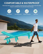 SERWALL HDPE Outdoor Chaise Lounge Set of 2 with Cup Holder & Wheels, Aruba | Weather-resistant chaise lounge resists fading, with 5-level adjustable back, cup holder and wheels.