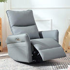 Power Swivel Rocker Recliner Chair with USB Charging Port | PU leather, 270° swivel, power recline, rocking motion, USB & Type-C ports, side pockets, 330 lb capacity, living room