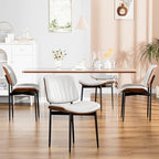 YaFiti Dining Chairs Set of 2, Mid Century Modern PU Leather Kitchen Chairs | Ergonomic Walnut Backrest, Upholstered Waterproof Faux Leather Seat, Stable Metal Legs, Adjustable Footpads, White Scallop