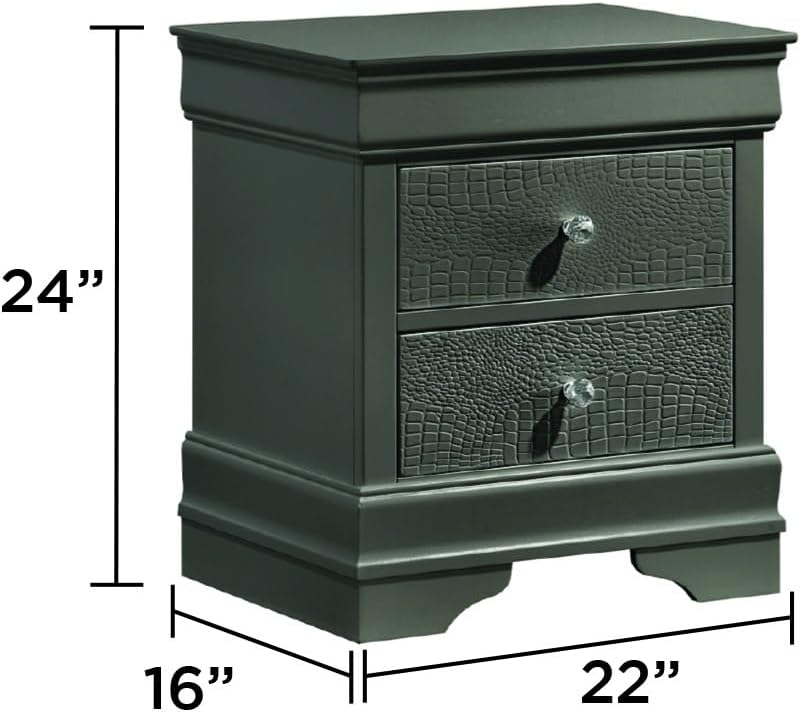 Modern Style 2-Drawer Night Stand Made with Wood in Metallic,for Small Spaces