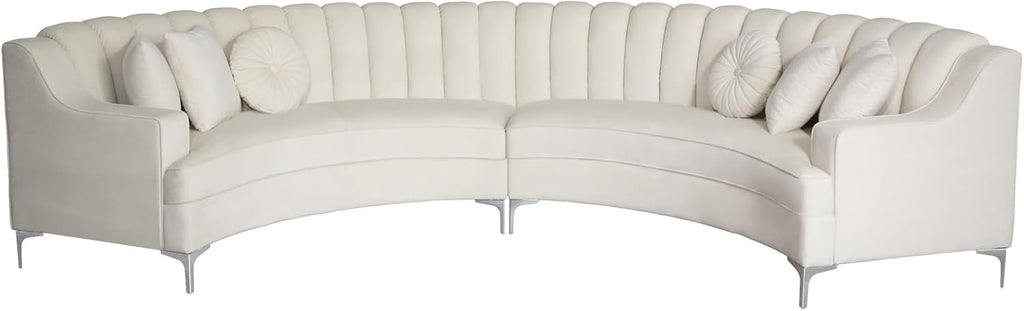 Legend Vansen Semicircle Modular Curved Velvet Sectional Sofa,141.34”Oversized Arc Sofa,Modern Cloud-Like Deep Seat Couch for Living Room Apartment Office Conference Space (2, Cream)