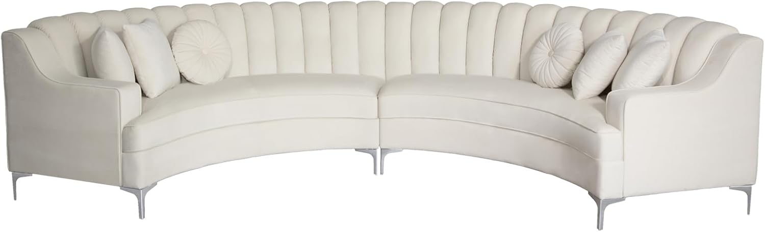 Legend Vansen Semicircle Modular Curved Velvet Sectional Sofa,141.34”Oversized Arc Sofa,Modern Cloud-Like Deep Seat Couch for Living Room Apartment Office Conference Space (2, Cream)