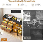 SEDETA 59" Filing Cabinet with Lock Drawers fits Legal Size for Home Office | Rustic Brown Lateral 2 Drawers File Cabinet with Acrylic Display Cabinet, Power Strip, Printer Stand with Storage Shelves