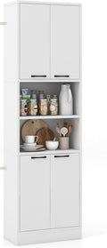 Giantex Kitchen Pantry Cabinet, 75” Tall Freestanding Cupboard with Doors & Shelves, Safety Hinges & Anti-Tipping Devices, Storage Sideboard for Dining Room, Living Room (White)