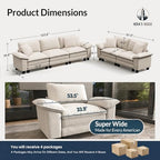HERA'S HOUSE 2 Pieces Modular Loveseat Couch & 3-Seat Sectional Sofa Set | Modern 5-Seater Cloud Sofa Set , White, Wider Armrest, Comfy Deep Seat, Soft Chenille Furniture Set for Living Room