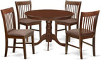 HomeStock 5 Piece Dinette Set for 4 Includes a Round Dining Table with Pedestal and 4 Dining Room Chairs, 42x42 Inch,Mahogany