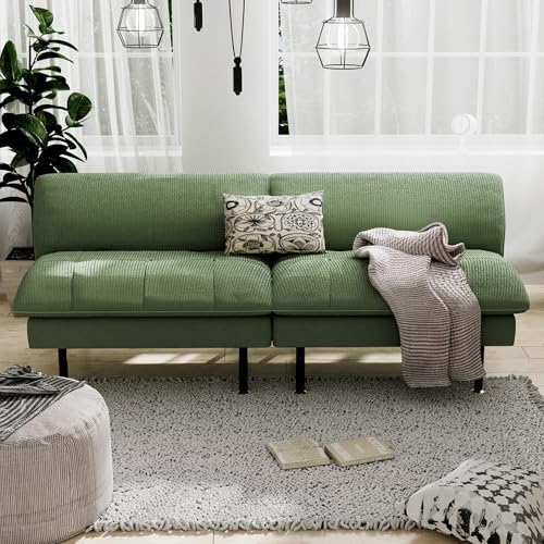 Ribilake 70" Futon Sofa Bed, 4 in 1 Multi-Function Couch Sleeper with Adjustable Backrest, Modern Convertible Futon, Recliner Small Loveseat for Living Room, Dorm, Green
