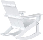 WestinTrends Ashore Patio Rocking Chairs Set of 2, All Weather Poly Lumber Plank Adirondack Rocker Chair, Modern Farmhouse White Rocking Chairs for Porch Garden Backyard and Indoor