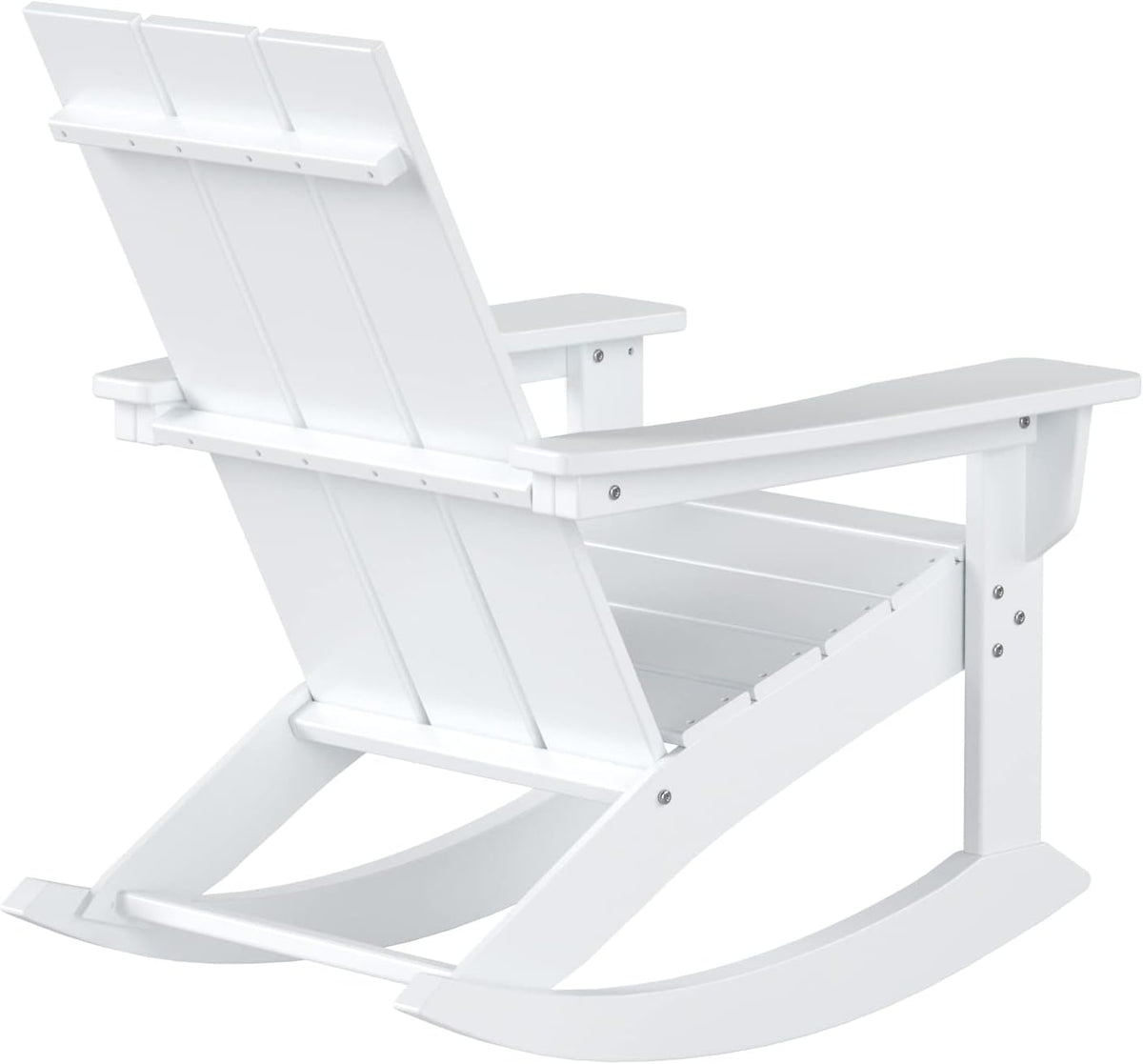 WestinTrends Ashore Patio Rocking Chairs Set of 2, All Weather Poly Lumber Plank Adirondack Rocker Chair, Modern Farmhouse White Rocking Chairs for Porch Garden Backyard and Indoor