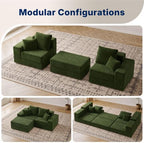 Cloud Modular Sectional Sofa, Comfy Couch for Living Room, Modern L-Shaped Couch with Reversible Chaise, Customizable Sleeper Sofa with Non Slip, No Assembly & Deep Seat, Green