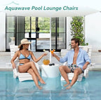 Pool Lounge Chairs with Armrest & Cup Holder, 8-10in Shallow Water | HDPS Fade Resistant, Headrest, 330lbs Capacity, Outdoor Beach Deck Sun Tanning Lounger, White