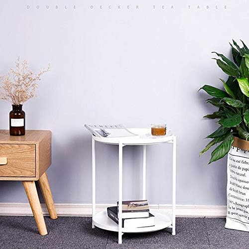 Telephone Table, Tray Metal End Table,Side Table Round Tray,Removable Tray Outdoor & Indoor Drink,Snack Coffee Table,Telephone Table,3 Colors,2 Layers (Color:White,Size:1