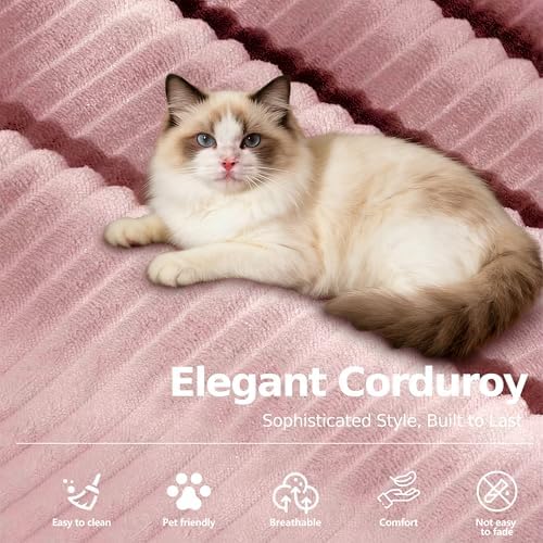 MoonSpeak 78.8'' Futon Sofa Bed, Couches for Living Room | Corduroy Convertible Futon Sofa Bed with Storage Pocket, Modular Sleeper Couch in a Box, No Assembly (Pink)