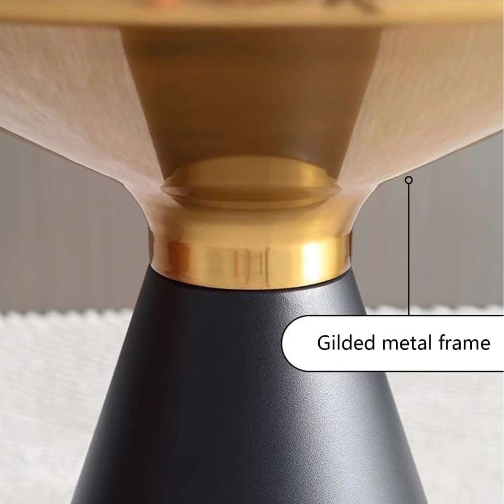 Modern Round End Table, Round End Tables Living Room Modern,Circle Side Table with Sturdy Metal Base for Living Room,Bedroom,Small Spaces,Brown