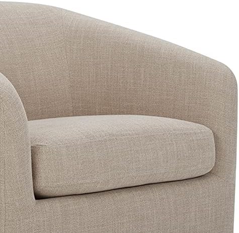 CHITA Swivel Accent Chair Set of 2, Wood Frame, Fully Assembled, Flax Beige | Fabric Barrel Arm Chair with 360° Swivel Solid Wood Base, Mid Century Modern Living Room Chair, 31"x31"x28", 350 Lb Capacity