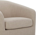 CHITA Swivel Accent Chair Set of 2, Wood Frame, Fully Assembled, Flax Beige | Fabric Barrel Arm Chair with 360° Swivel Solid Wood Base, Mid Century Modern Living Room Chair, 31"x31"x28", 350 Lb Capacity