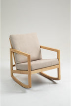 Upholstered Accent Glider Chair,Rubberwood Frame in Natural, Khaki